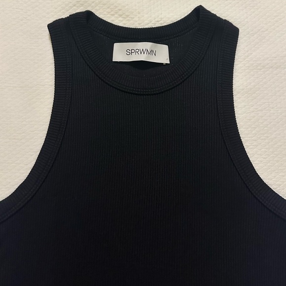 NWOT SPRWMN Ribbed Racer Tank Top - Black SMALL - Picture 5 of 6